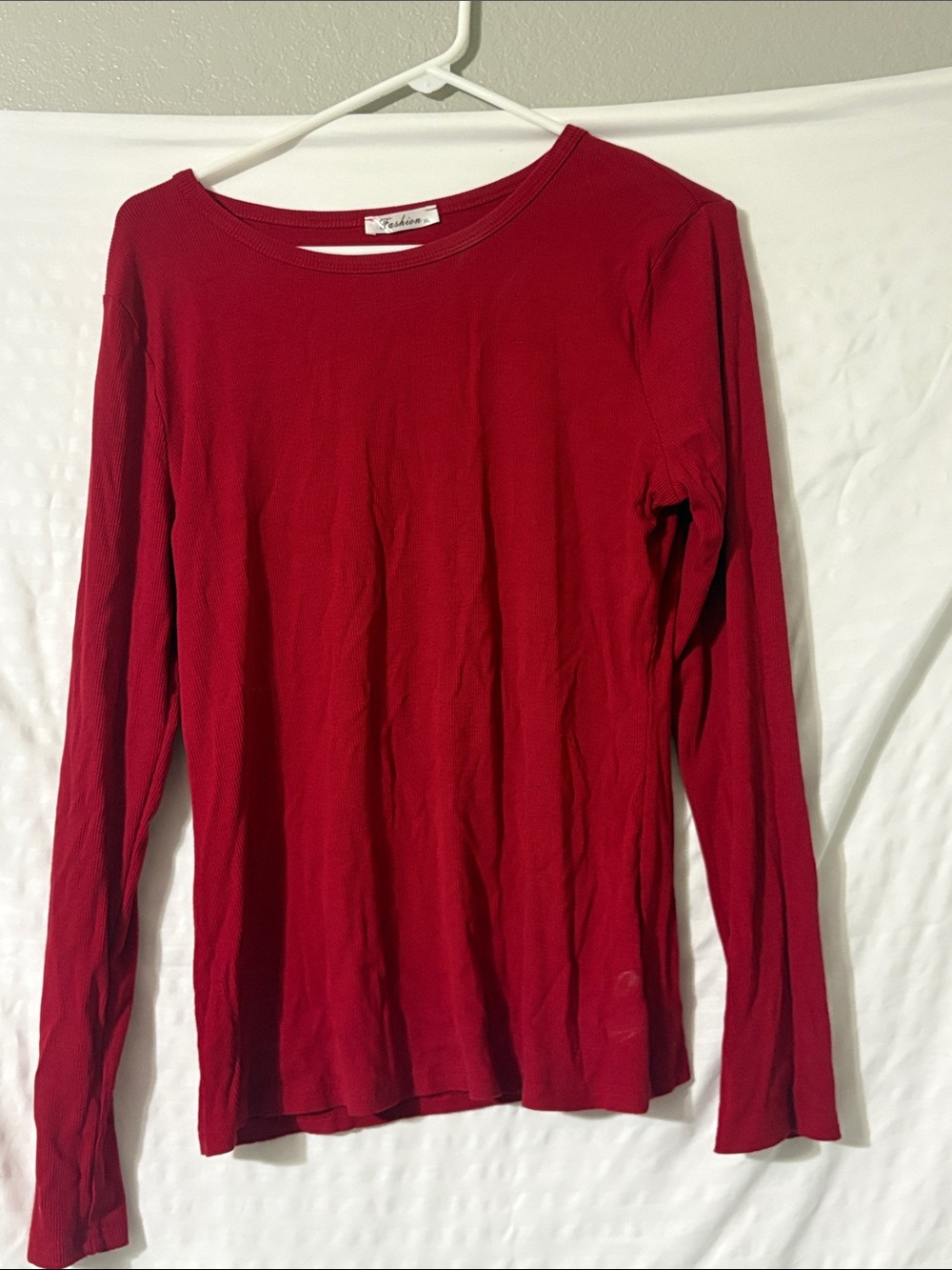 Talbots Crimson Long-Sleeve Ribbed Crewneck Top